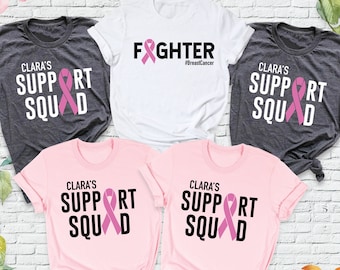 Custom Support Squad Shirt, Breast Cancer Fighter Tshirt, Cancer Awareness Tees, Family Breast Cancer Warrior Team Shirts, Pink Ribbon Shirt