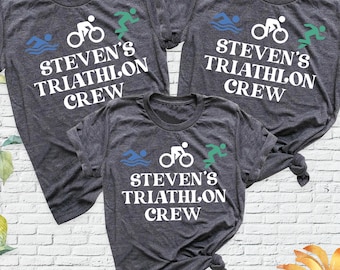 Triathlon Support Crew Shirt, Custom Triathlon Support Team Tee, Swimming Biking Running Outfit, Triathlete Shirt, Triathlon Dad Shirt