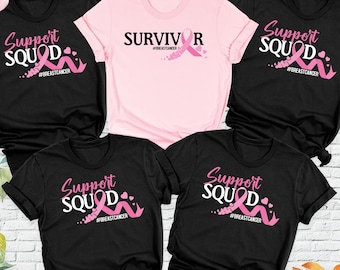Support Squad Survivor Shirt, Breast Cancer Pink Ribbon Tee, Cancer Awareness Tee, Cancer Women Tee, Cancer Fighter Shirt, Motivational Tees
