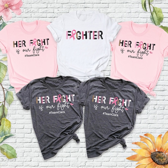 Breast Cancer Shirt Her Fight is Our Fight Pink Ribbon Shirt, Breast Cancer Team Shirt, Cancer Support Shirt, Family breast Cancer Awareness