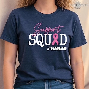 Breast Cancer Support Squad Shirt Pink Ribbon Warrior Tee, Cancer Awareness Tee, Breast Cancer Fighter Shirt, Custom Cancer Motivational Tee image 7