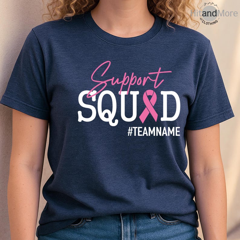 Breast Cancer Support Squad Shirt Pink Ribbon Warrior Tee, Cancer Awareness Tee, Breast Cancer Fighter Shirt, Custom Cancer Motivational Tee image 7