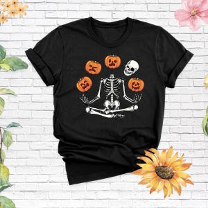 Pumpkin Skeleton Shirts Funny Halloween Shirt, Halloween Pumpkin Shirt, Spooky Season Shirt Spooky Skeletons Shirt Halloween  Skeleton Shirt