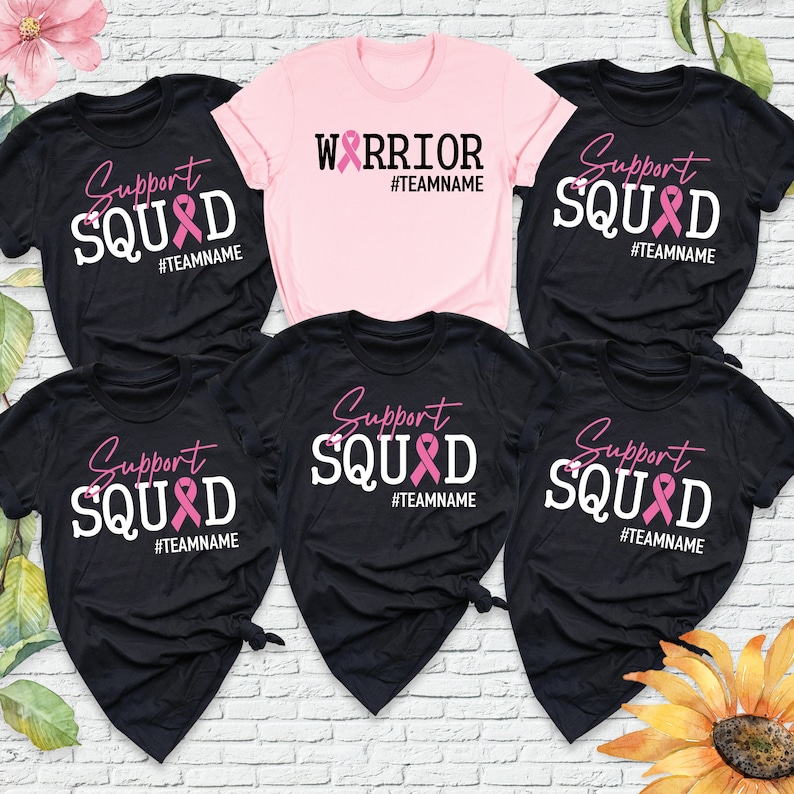 Breast Cancer Support Squad Shirt Pink Ribbon Warrior Tee