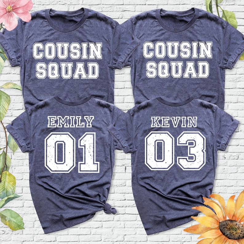 Cousin Squad Custom Name Number Sports Tee Shirt by HAM