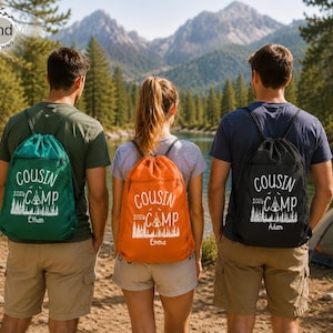 Cousin Camp Bag Camping Drawstring Custom Camp Backpack Cousins Backpack Summer Camp Bag, Grandma Camp Bag Grandpa Camp Bag, Family Camp Bag
