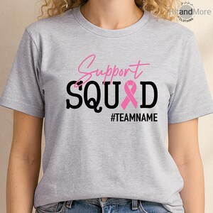 Breast Cancer Support Squad Shirt Pink Ribbon Warrior Tee, Cancer Awareness Tee, Breast Cancer Fighter Shirt, Custom Cancer Motivational Tee image 10