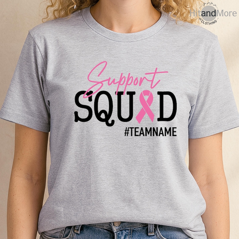 Breast Cancer Support Squad Shirt Pink Ribbon Warrior Tee, Cancer Awareness Tee, Breast Cancer Fighter Shirt, Custom Cancer Motivational Tee image 10