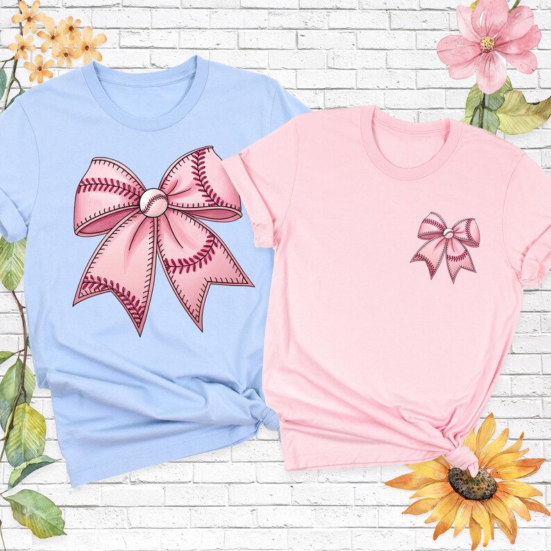 Softball Bow Shirt, Baseball Coquette Tees