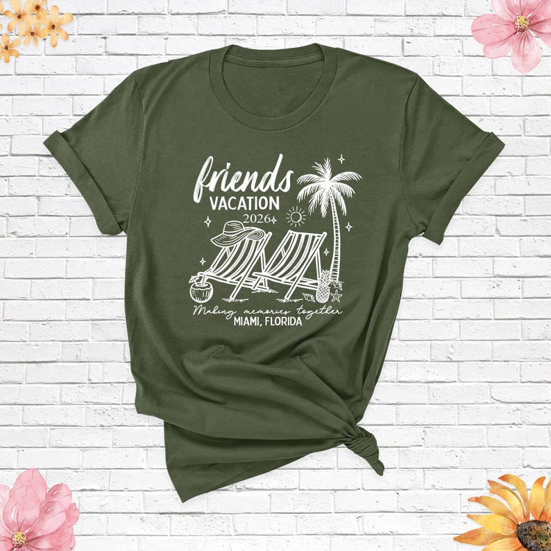 Friends Vacation 2026 Shirt Matching Trip Shirts Summer Beach Tshirt, Friends Travel Shirt, Family Vacation Tee, Cousins Girls Trip Shirt image 14