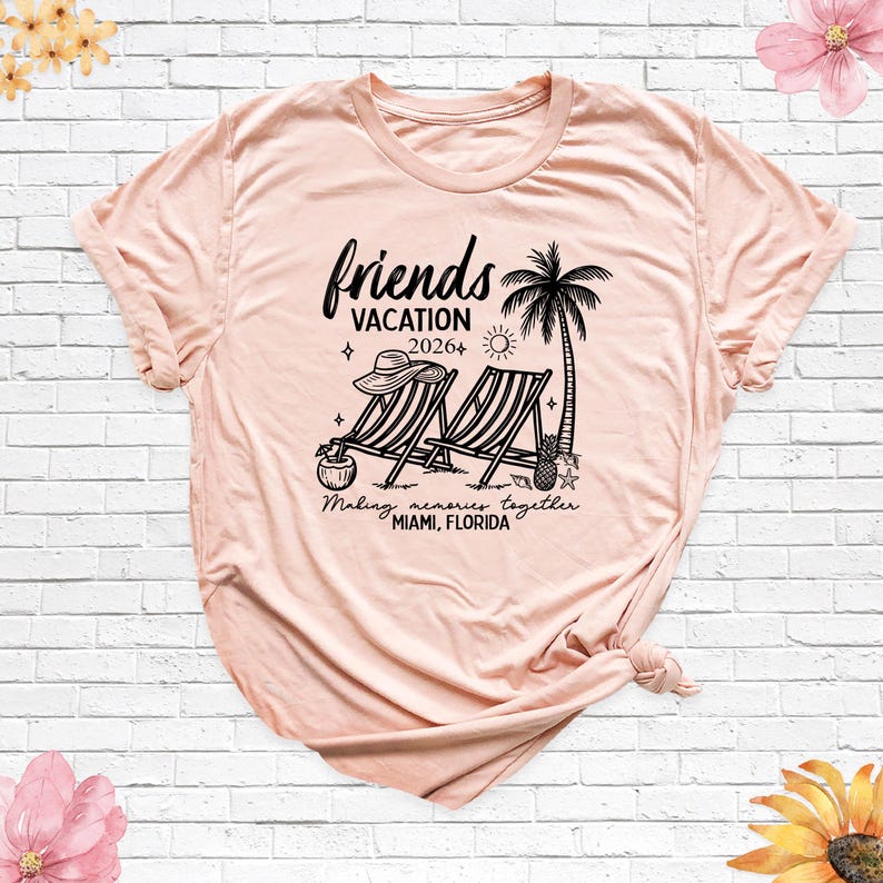 Friends Vacation 2026 Shirt Matching Trip Shirts Summer Beach Tshirt, Friends Travel Shirt, Family Vacation Tee, Cousins Girls Trip Shirt image 11
