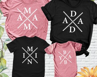 Mama Dada Mini Baby Family Matching Tee Shirt, Mothers Day Shirt, Fathers Day Tee, Family Couple Shirt, New Mom New Dad Shirt, tees for Mama