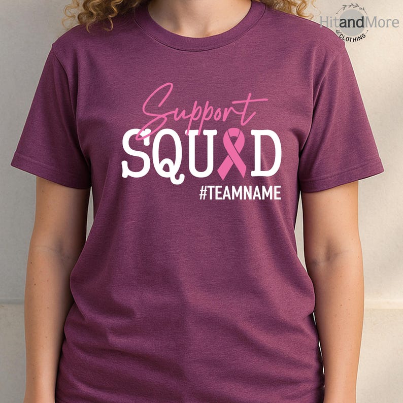 Breast Cancer Support Squad Shirt Pink Ribbon Warrior Tee, Cancer Awareness Tee, Breast Cancer Fighter Shirt, Custom Cancer Motivational Tee image 9