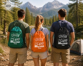 Cousin Camp Bag Camping Drawstring Custom Camp Backpack Cousins Backpack Summer Camp Bag, Grandma Camp Bag Grandpa Camp Bag, Family Camp Bag