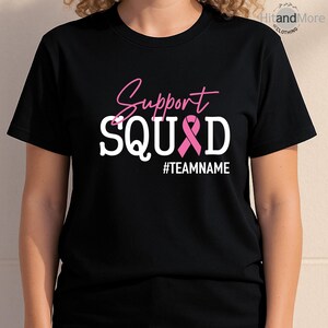 Breast Cancer Support Squad Shirt Pink Ribbon Warrior Tee, Cancer Awareness Tee, Breast Cancer Fighter Shirt, Custom Cancer Motivational Tee image 8