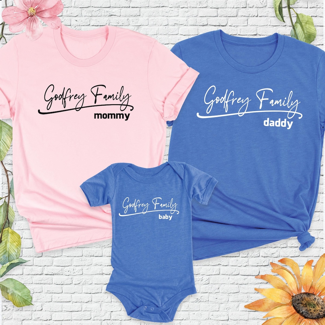 Mom Dad Baby Shirts, Matching Family Shirts, Custom Family Name Shirt ...