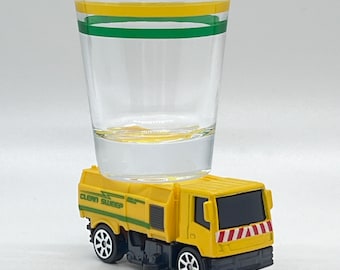 the Original Hot Shot shot glass, Clean Sweep, Street Sweeping Truck, Matchbox vehicle