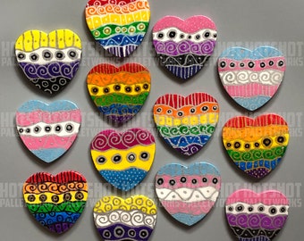 Drapeau de la fierté LGBTQ, épingles de cœur en bois ou aimants