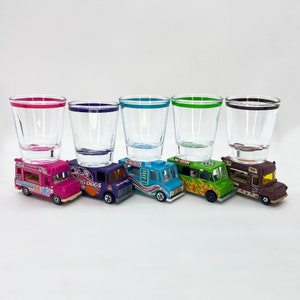 the Original Hot Shot Shot Glasses, Food Truck Rodeo #1, You Choose, Ice Cream, Hot Dogs, Pizza, Pasta, Coffee, Chicken Sliders