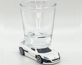 The ORIGINAL Hot Shot Shot Glass, Rimac Nevera, Hot Wheel car