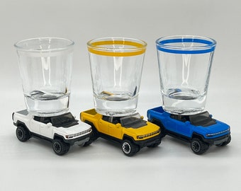 the ORIGINAL Hot Shots, Shot Glass, GMC Hummer EV's, 3 Colors!  Hot Wheel Cars