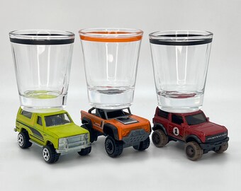 The ORIGINAL Hot Shot, Shot Glass, Custom Ford Bronco Variety, Hot Wheel cars, You Choose