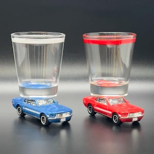 The ORIGINAL Hot Shot Shot Glass, 1968 Ford Mustang GT/CS Shot Glass Gifts, Die Cast Cars