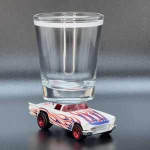 The ORIGINAL Hot Shot shot glass, Classic Hot Rods, &#39;57 Thunderbird Shot Glass Gift, Star Spangled Edition, Die Cast Car