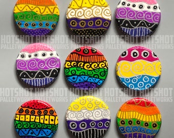 LGBTQ Pride Flag, Wooden Circle Pins or Magnets