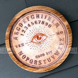 Tablero Ouija, arte original, hecho a mano, pintado a mano, letrero de madera