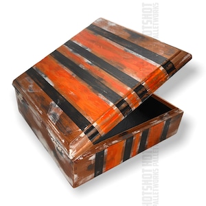 Vintage Wooden Cigar Box, Biker Box, Harley Davidson Fan, Stash Box, Leather Lined