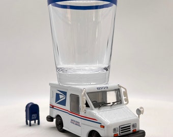 Vaso de chupito Hot Shot original, camión de correos del USPS, vehículo de metal fundido, cartero, regalo postal de jubilación