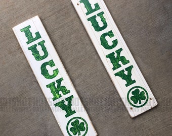Kleeblatt, Glück, Irish Pride. Vintage-aussehendes upcycling Holzschild, handgemacht, handbemalt, x8