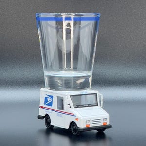 the Original Hot Shot shot glass, USPS Mail Truck, Die Cast Vehicle, Mail Man, Retirement Postal Gift