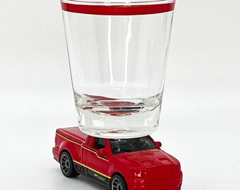Het originele Hot Shot shotglas, Ford F-150 SVT Lightning pick-up, gegoten modelauto
