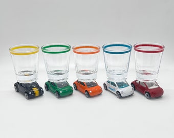 The ORIGINAL Hot Shot, Shot Glass, Volkswagen Concept 1 Beetles, Slug Bug, Matchbox brand vehicles