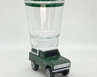 The ORIGINAL Hot Shot, Shot Glass, 1966 Dark Green Ford Bronco 4x4, Maisto vehicle