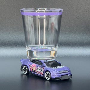 the Original Hot Shot Shot Glass, Kia EV6 Shot Glass, Purple Die Cast Vehicle