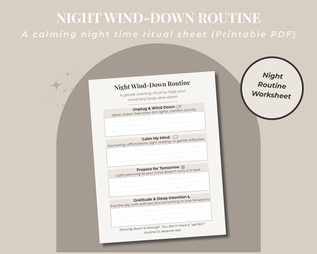 Night Routine Worksheet PDF — Calming Bedtime Routine Printable for ...