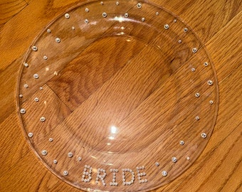 Custom handmade sparkle glass plates for birthdays, bridal, bachelorette and special occasions!