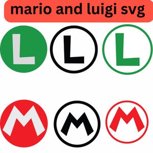 Mario Brothers Logo SVG, Mario und Luigi SVG Bundle, Super Mario SVG, Mario und Luigi Hüte svg, Mario und Luigi Png, svg png für T-Shirts, Tassen