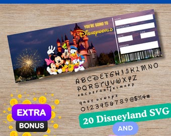 Printable Disneyland Surprise Ticket Template ,Ticket Gift,Canva Editable Ticket,Vacation Trip Ticket,Surprise Reveal,Instant Download,