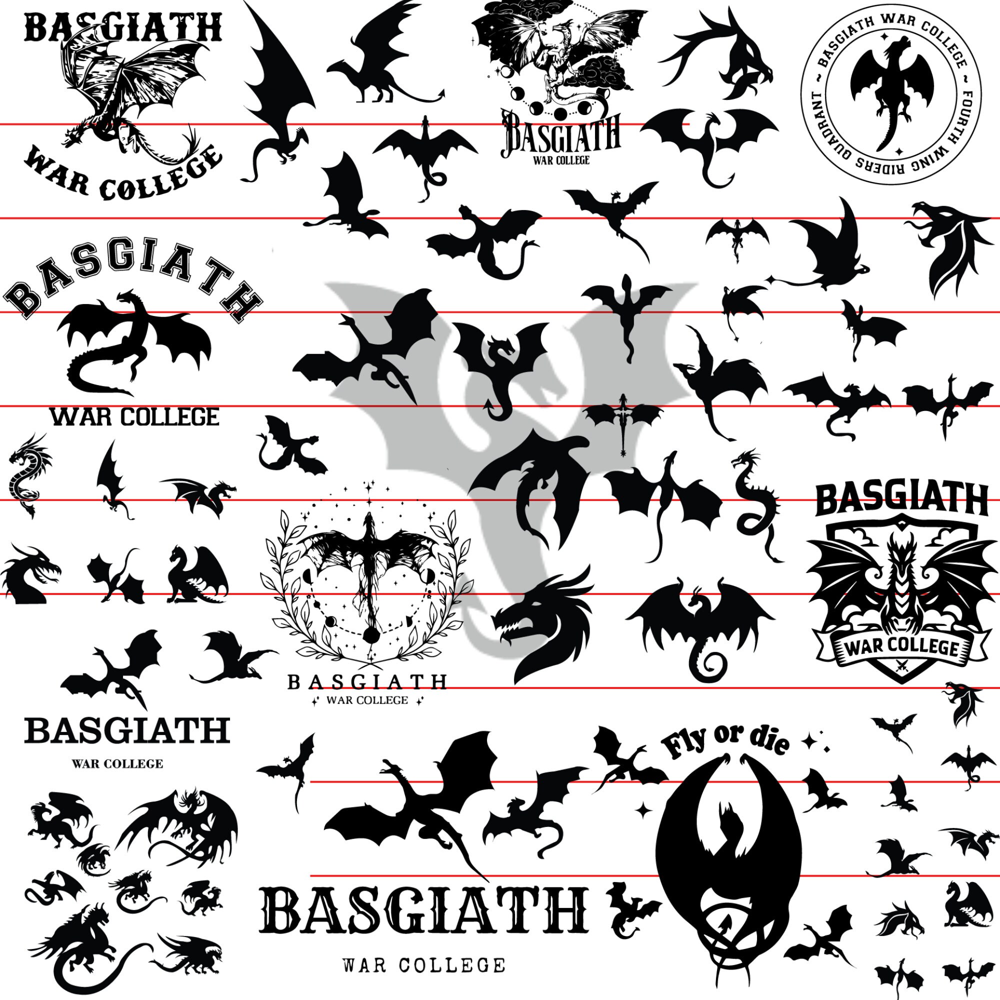 Dragon Rider Svg, Fourth Wing Bundle Svg, Basgiath War College Svg ...
