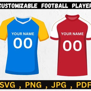 Svg de fútbol personalizado, personalizar nombre y número de jugador, svg de fútbol, svg de jugador de fútbol, Svg de diseño de jugador estadounidense, silueta de fútbol, fútbol de niño
