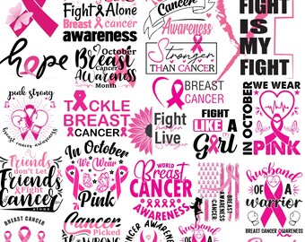 Breast Cancer SVG. She Is Strong Brave Full of Fight A Warrior SVG,Breast Cancer SVG High-Quality Print Ready Pack Bundle Instant Download