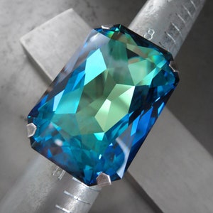 MYSTIC MERMAID - X Large Aqua Blue Crystal Cocktail Ring - Two Sizes - Cosplay Jewelry for Drag Queen, Drag Show, Show Girl & Starlet Diva