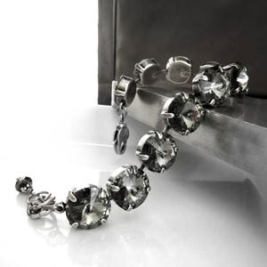 Dazzling Black Diamond Crystal Bracelet - Round Rivoli Crystal Tennis Bracelet, Multi Stone Crystal Bracelet, Modern Crystal Bracelet