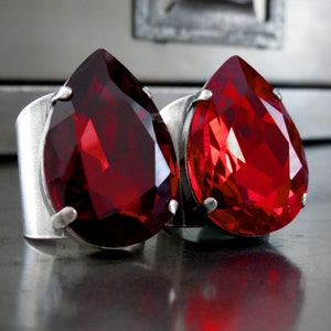 SANGUINE - Gothic Blood Red Crystal Ring - Goth Halloween Jewelry