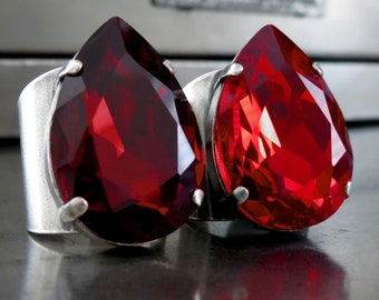 SANGUINE - Gothic Blood Red Crystal Ring - Goth Halloween Jewelry