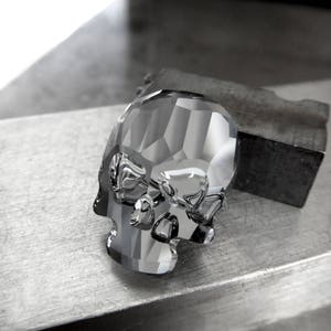 Small Black Crystal Skull Pin Black Skull Tie Tack, Crystal Skull Pin, Black Skull Magnet, Unisex Skull Jewelry, Secure Locking Back image 2